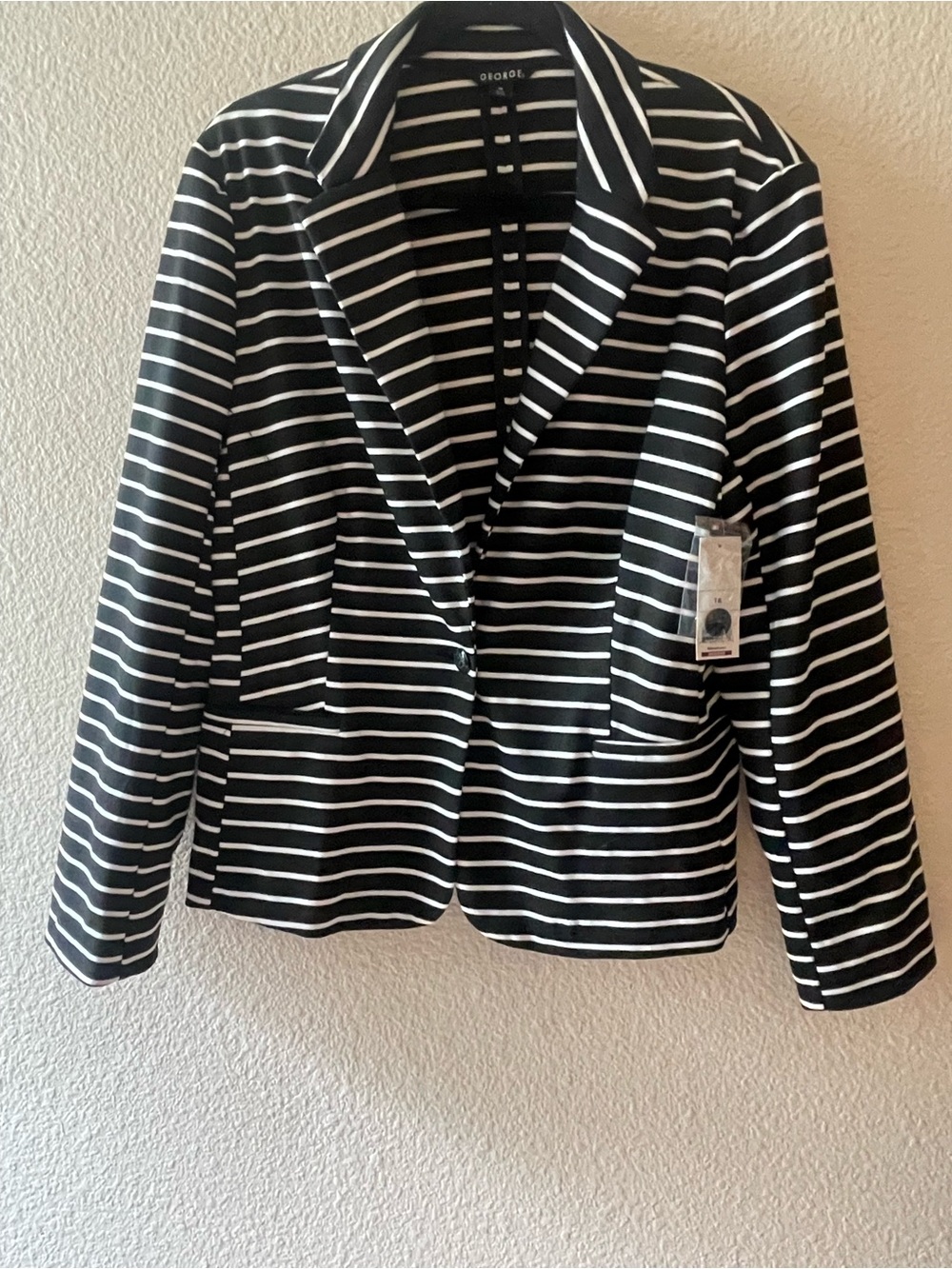 George Black and White Striped Women's Blazer